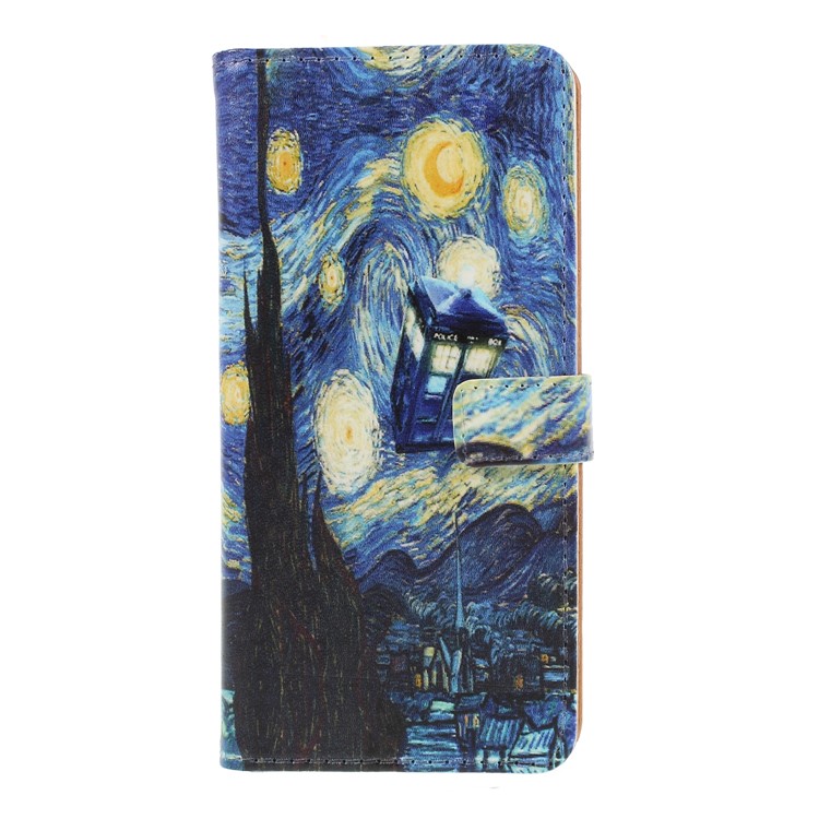 Patterned Leather Wallet Folio Cover with Stand for Huawei P20 Lite / Nova 3e (China) - Oil Painting-3