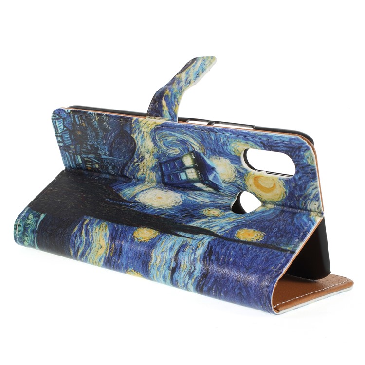 Patterned Leather Wallet Folio Cover with Stand for Huawei P20 Lite / Nova 3e (China) - Oil Painting-5