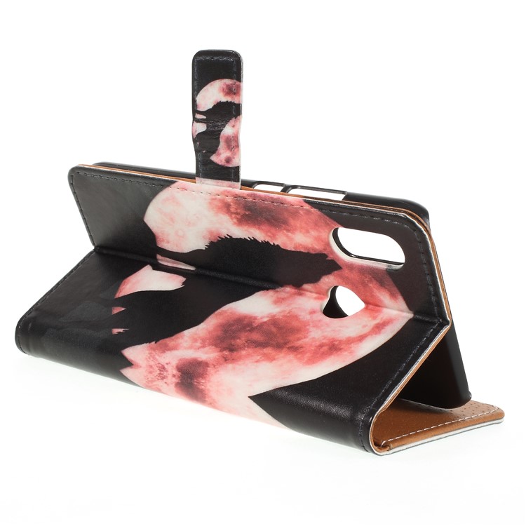 Pattern Printing Wallet Leather Folio Case Accessory for Huawei P20 Lite / Nova 3e (China) - Wolf Howling at the Moon-5