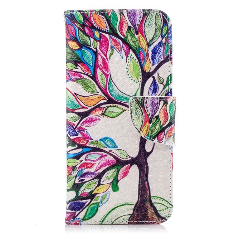 Per Custodia Protettiva Per Portafoglio In Pelle PU Fantasia Huawei P20 - Albero Colorito-2
