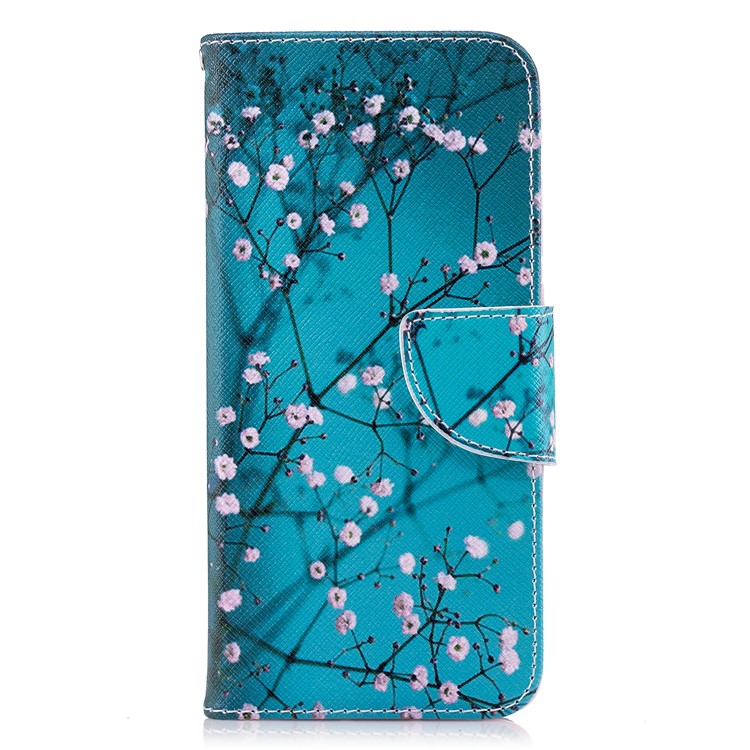 Estampada Carteira De Couro Do Plutônio Estojo Móvel Para Huawei P20 - Árvore Com Flores-2