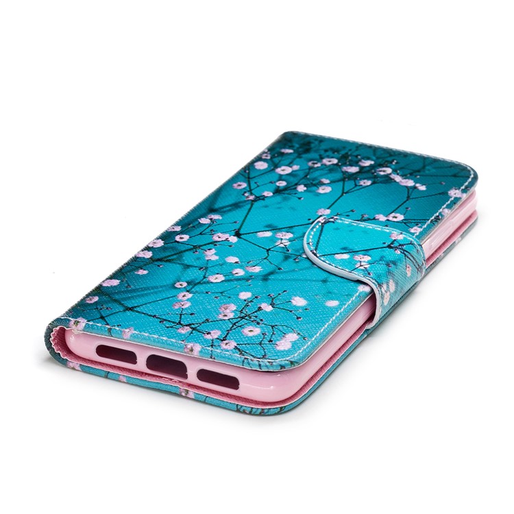 Estampada Carteira De Couro Do Plutônio Estojo Móvel Para Huawei P20 - Árvore Com Flores-6