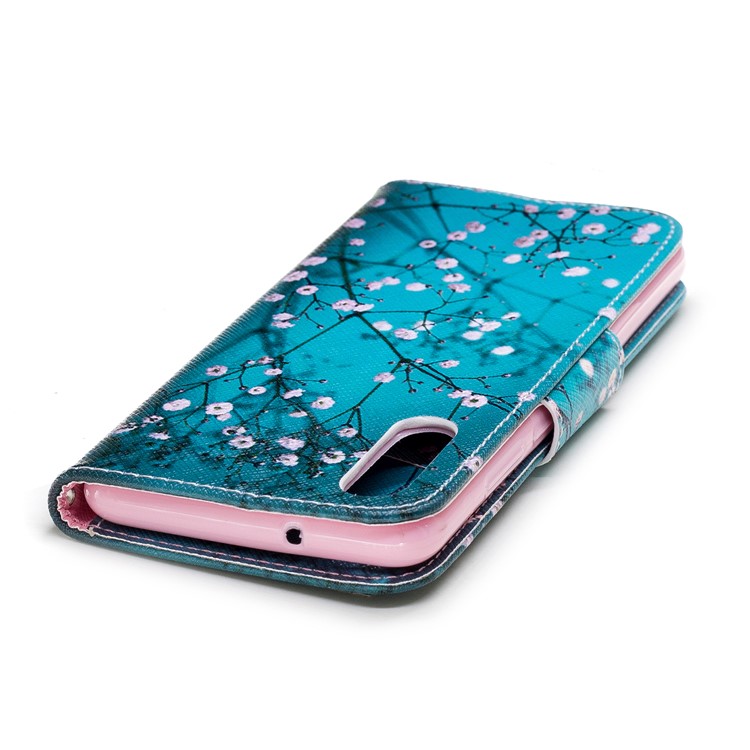 Estampada Carteira De Couro Do Plutônio Estojo Móvel Para Huawei P20 - Árvore Com Flores-7