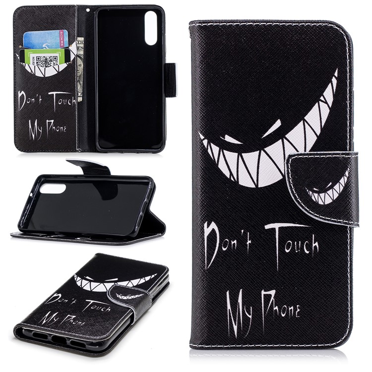 Patterned PU Leather Wallet Flip Cellphone Cover Case for Huawei P20 - Do not Touch My Phone-1