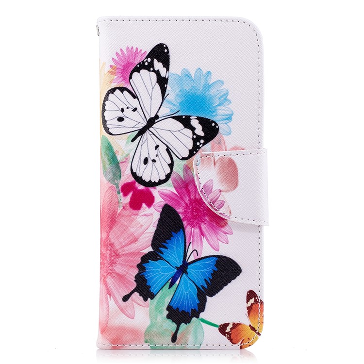 For Huawei P20 Patterned PU Leather Wallet Folio Casing - Butterfly and Flower-2