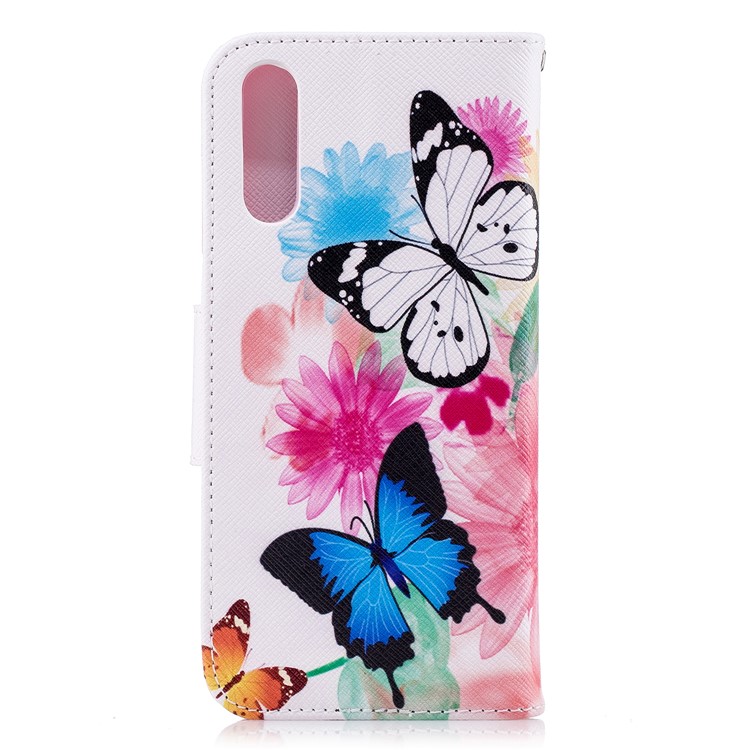 For Huawei P20 Patterned PU Leather Wallet Folio Casing - Butterfly and Flower-3