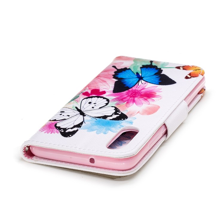 For Huawei P20 Patterned PU Leather Wallet Folio Casing - Butterfly and Flower-7