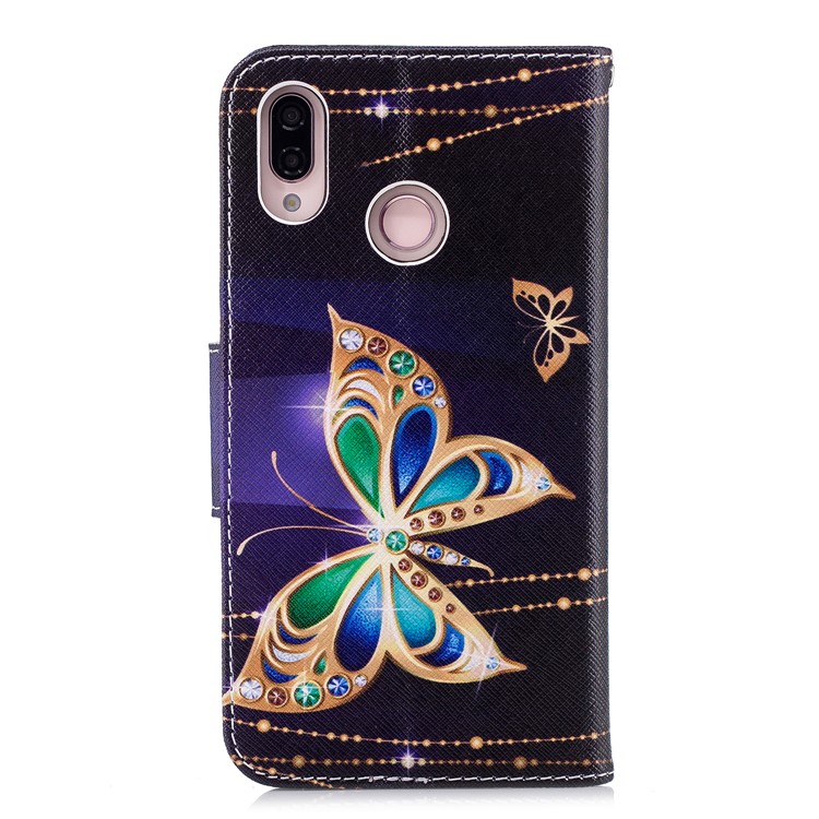 Stampa Del Modello Cassa Del Supporto Magnetico Del Raccoglitore Dell'unità Di Elaborazione Per Huawei P20 Lite / Nova 3e - Farfalla Di Decorazione Di Strass-3