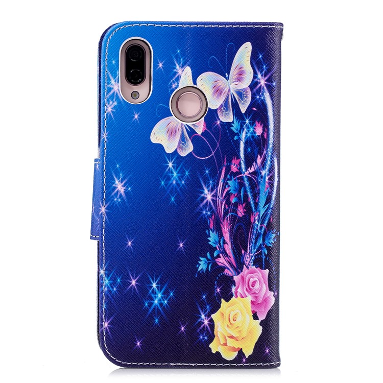 Pattern Printing PU Leather Magnetic Wallet Stand Casing for Huawei P20 Lite/Nova 3e - Crystal Butterfly and Flower-3