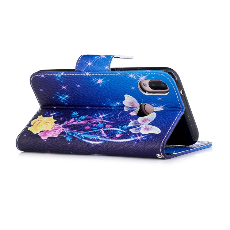Pattern Printing PU Leather Magnetic Wallet Stand Casing for Huawei P20 Lite/Nova 3e - Crystal Butterfly and Flower-4