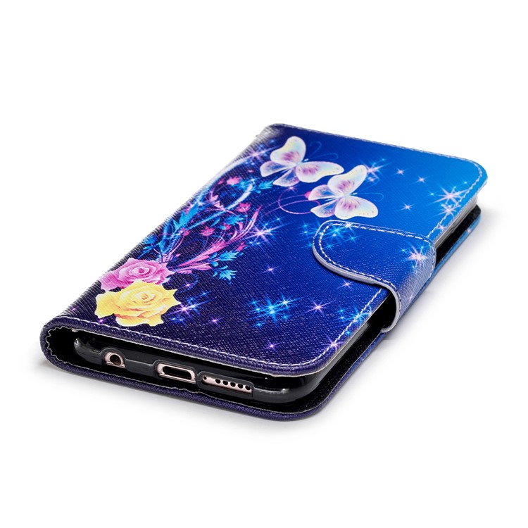 Pattern Printing PU Leather Magnetic Wallet Stand Casing for Huawei P20 Lite/Nova 3e - Crystal Butterfly and Flower-6