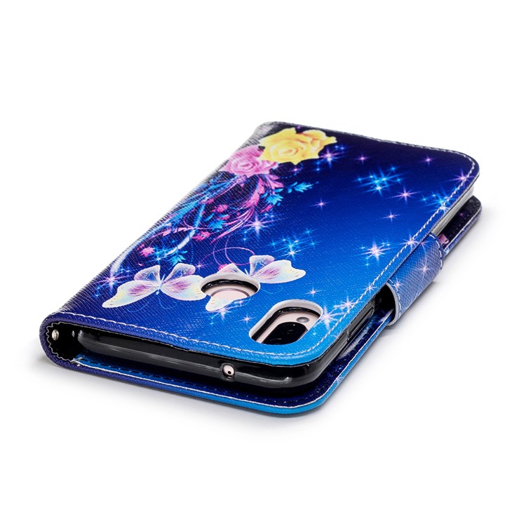 Pattern Printing PU Leather Magnetic Wallet Stand Casing for Huawei P20 Lite/Nova 3e - Crystal Butterfly and Flower-7