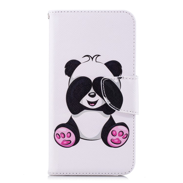 Pattern Printing PU Leather Magnetic Wallet Stand Cell Phone Case for Huawei P20 Lite/Nova 3e - Cute Panda-2