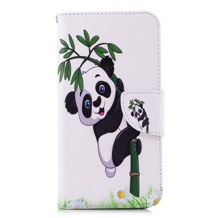 Pattern Printing PU Leather Magnetic Wallet Stand Mobile Phone Cover for Huawei P20 Lite/Nova 3e - Panda on Bamboo-2