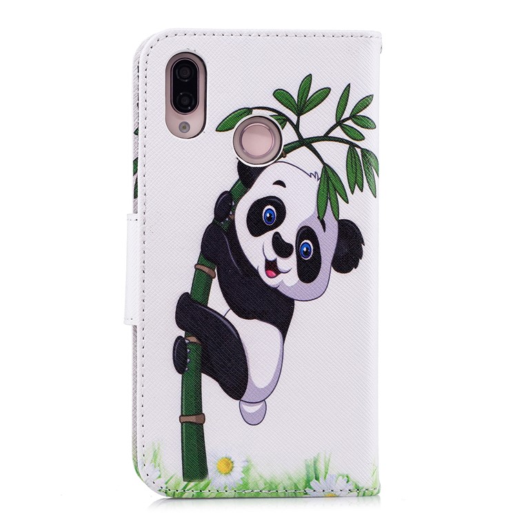 Pattern Printing PU Leather Magnetic Wallet Stand Mobile Phone Cover for Huawei P20 Lite/Nova 3e - Panda on Bamboo-3