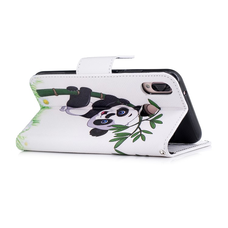 Pattern Printing PU Leather Magnetic Wallet Stand Mobile Phone Cover for Huawei P20 Lite/Nova 3e - Panda on Bamboo-4