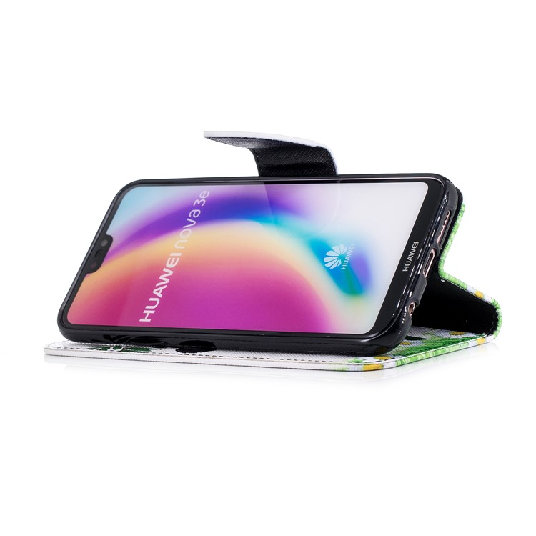 Pattern Printing PU Leather Magnetic Wallet Stand Mobile Phone Cover for Huawei P20 Lite/Nova 3e - Panda on Bamboo-5