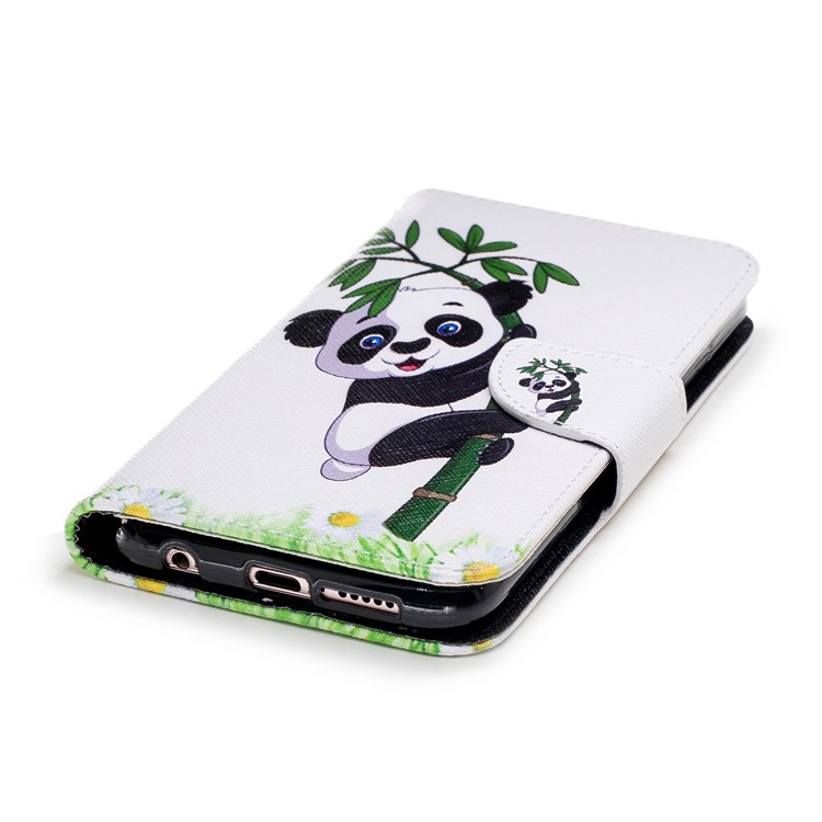 Pattern Printing PU Leather Magnetic Wallet Stand Mobile Phone Cover for Huawei P20 Lite/Nova 3e - Panda on Bamboo-6