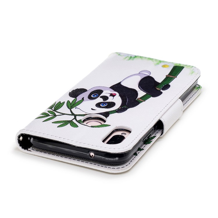 Pattern Printing PU Leather Magnetic Wallet Stand Mobile Phone Cover for Huawei P20 Lite/Nova 3e - Panda on Bamboo-7