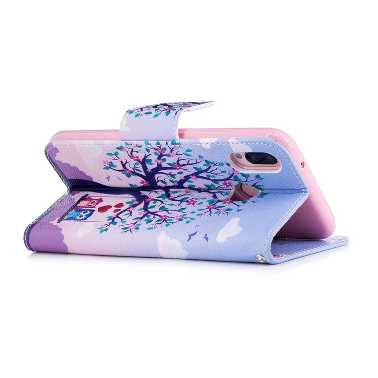 Impression De Modèle PU Portefeuille Magnétique En Cuir Support Téléphone Portable Shell Pour Huawei P20 Lite / Nova 3e - Chouette Sur Balançoire-4