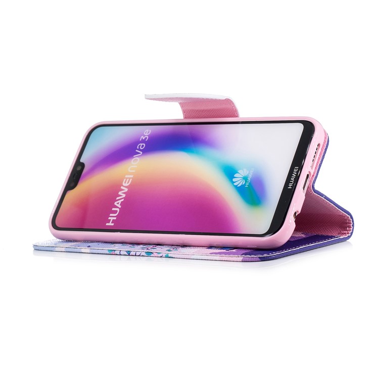 Impression De Modèle PU Portefeuille Magnétique En Cuir Support Téléphone Portable Shell Pour Huawei P20 Lite / Nova 3e - Chouette Sur Balançoire-5
