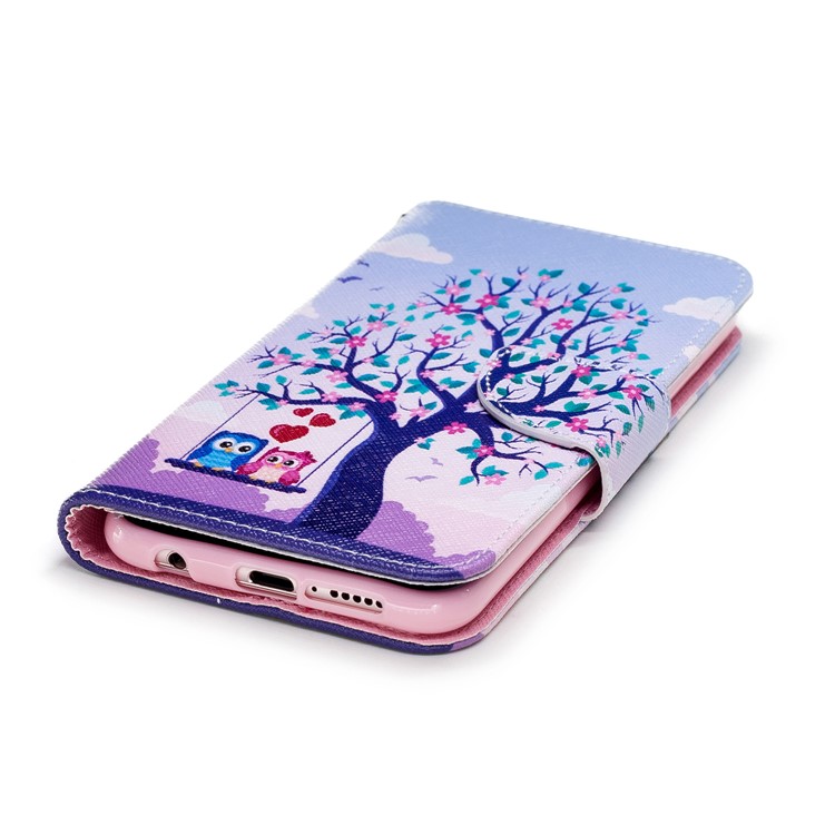 Impression De Modèle PU Portefeuille Magnétique En Cuir Support Téléphone Portable Shell Pour Huawei P20 Lite / Nova 3e - Chouette Sur Balançoire-6