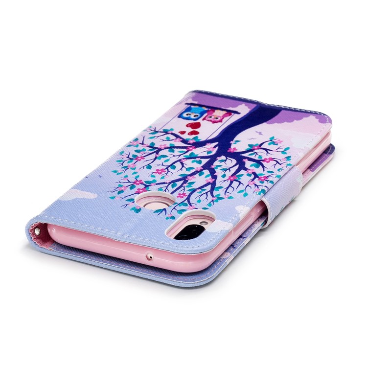 Impression De Modèle PU Portefeuille Magnétique En Cuir Support Téléphone Portable Shell Pour Huawei P20 Lite / Nova 3e - Chouette Sur Balançoire-7