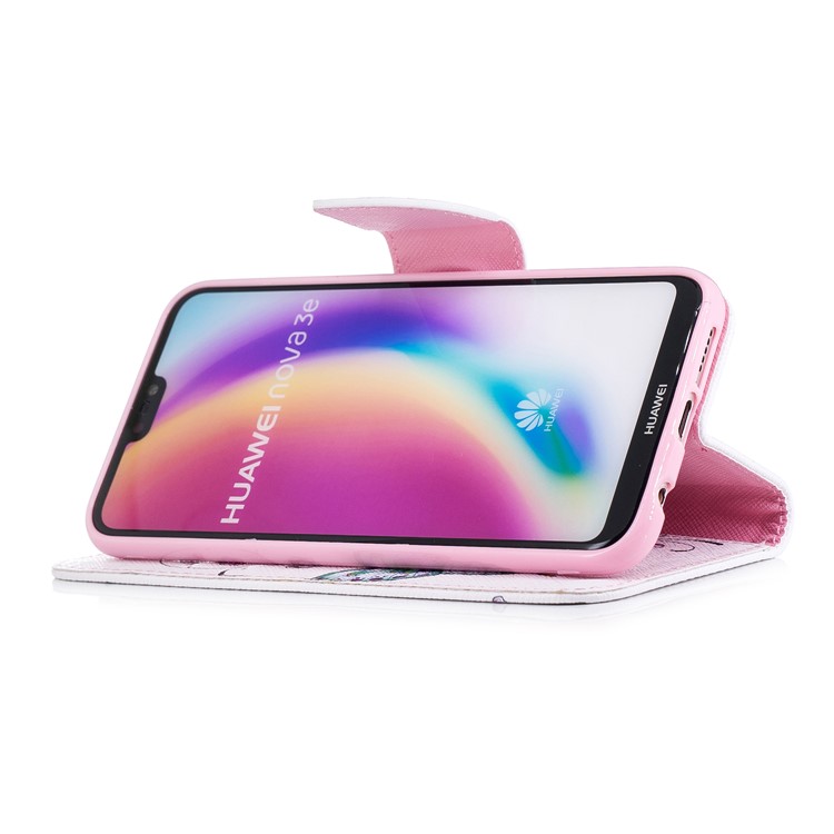 Pattern Printing Pu-leder Magnetische Brieftasche Stehen Handy Shell Für Huawei P20 Lite / Nova 3e - Schmetterling Und Blume-5