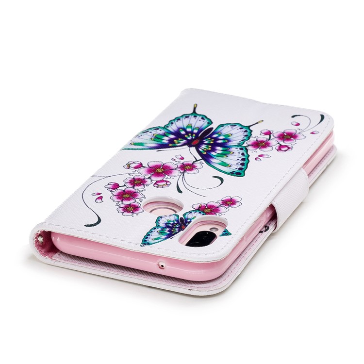 Pattern Printing Pu-leder Magnetische Brieftasche Stehen Handy Shell Für Huawei P20 Lite / Nova 3e - Schmetterling Und Blume-7