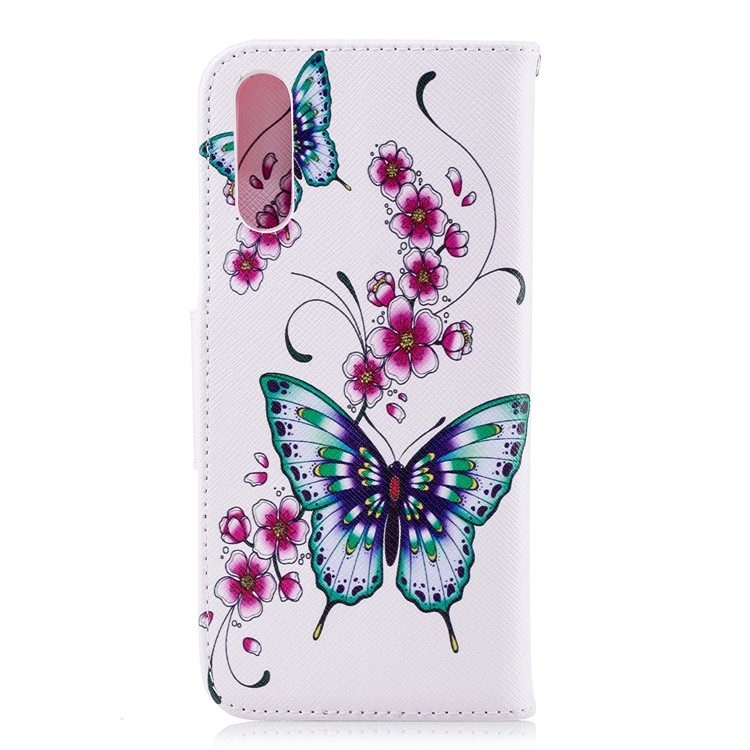 Pattern Printing PU Leather Magnetic Wallet Stand Case for Huawei P20 - Butterfly and Flower-3