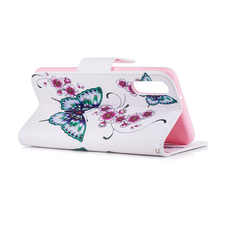 Pattern Printing PU Leather Magnetic Wallet Stand Case for Huawei P20 - Butterfly and Flower-4