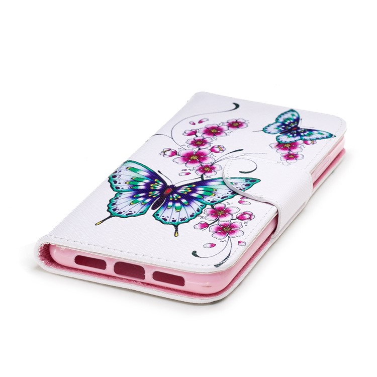 Pattern Printing PU Leather Magnetic Wallet Stand Case for Huawei P20 - Butterfly and Flower-6