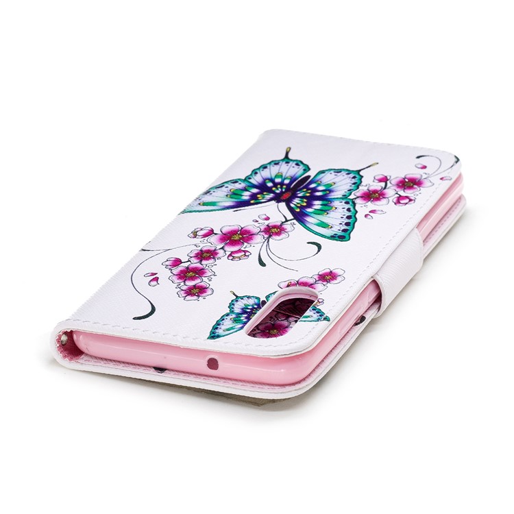 Pattern Printing PU Leather Magnetic Wallet Stand Case for Huawei P20 - Butterfly and Flower-7