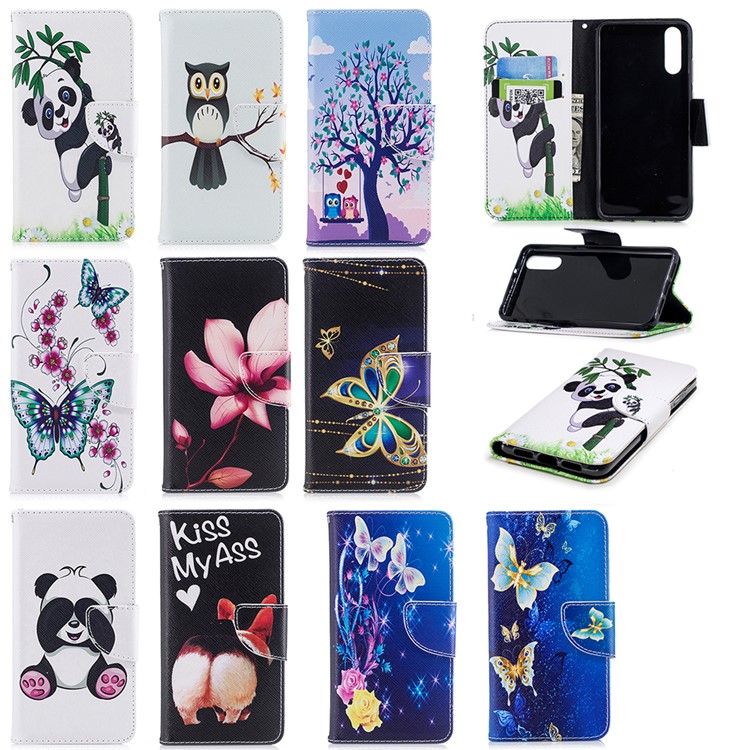Pattern Printing PU Leather Magnetic Wallet Stand Case for Huawei P20 - Butterfly and Flower-9