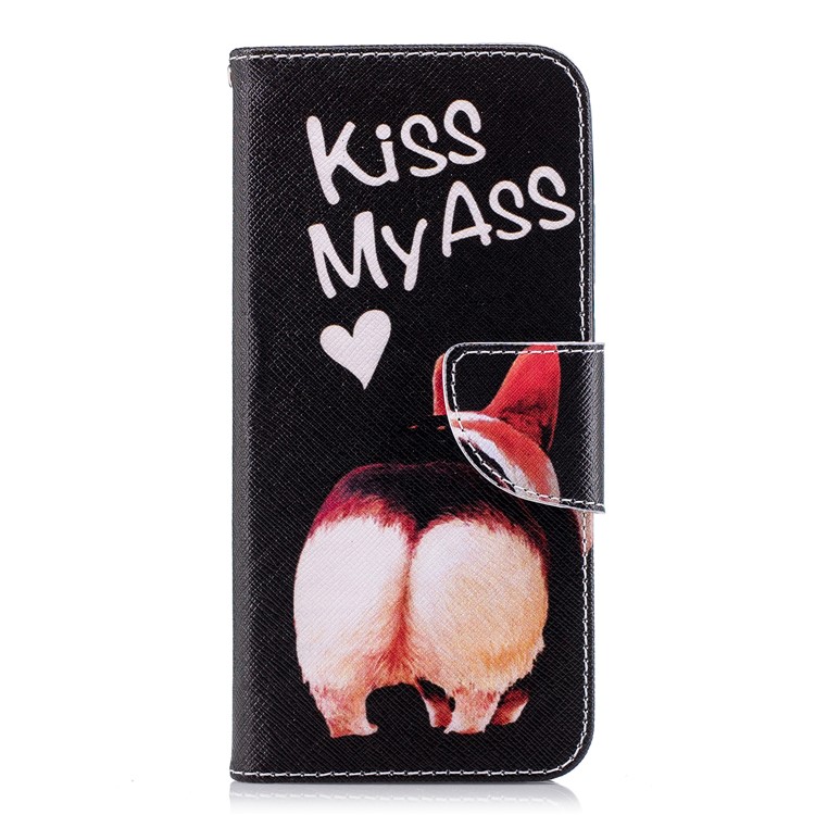 Pattern Printing PU Leather Magnetic Wallet Stand Cover for Huawei P20 - Kiss My Ass-2