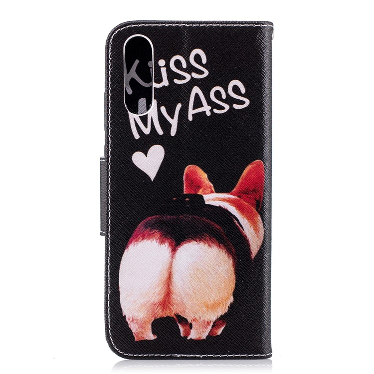 Pattern Printing PU Leather Magnetic Wallet Stand Cover for Huawei P20 - Kiss My Ass-3