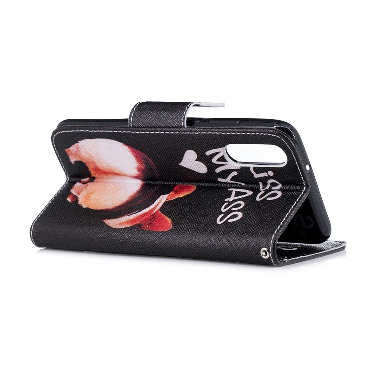 Pattern Printing PU Leather Magnetic Wallet Stand Cover for Huawei P20 - Kiss My Ass-4
