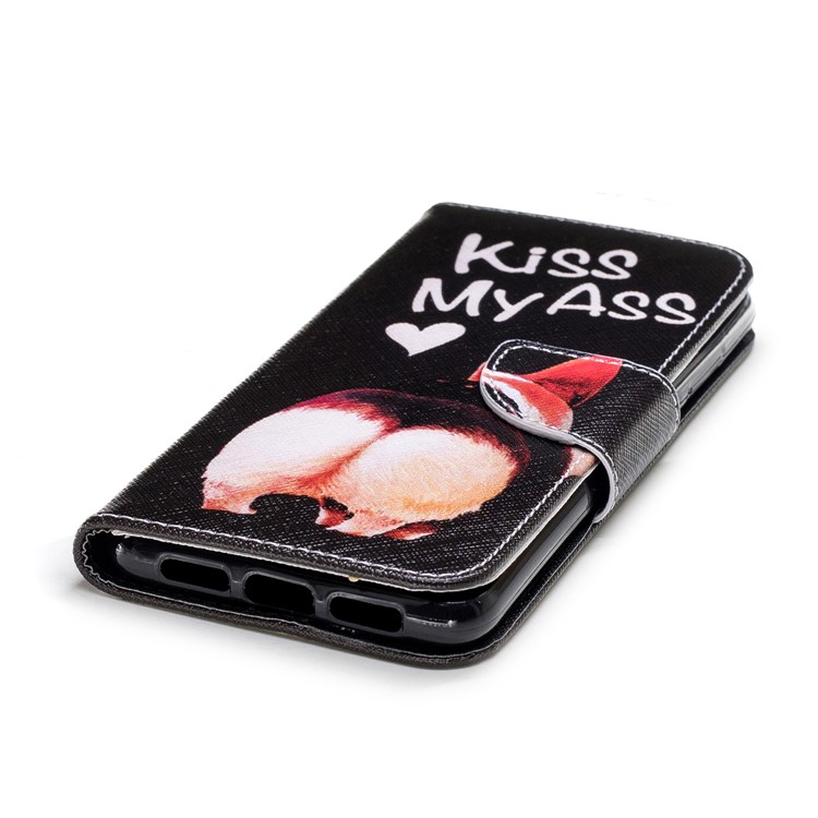 Pattern Printing PU Leather Magnetic Wallet Stand Cover for Huawei P20 - Kiss My Ass-6