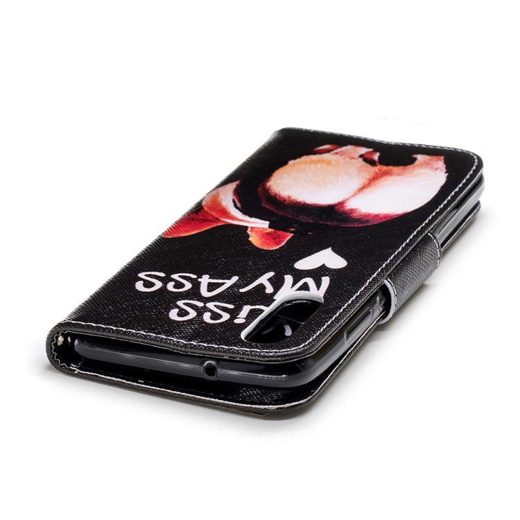 Pattern Printing PU Leather Magnetic Wallet Stand Cover for Huawei P20 - Kiss My Ass-7