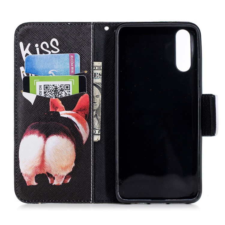 Pattern Printing PU Leather Magnetic Wallet Stand Cover for Huawei P20 - Kiss My Ass-8