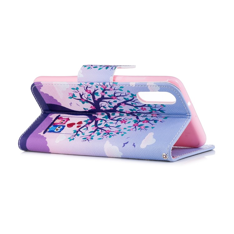 Pattern Printing PU Leather Magnetic Wallet Stand Casing for Huawei P20 - Owls on Swing-4