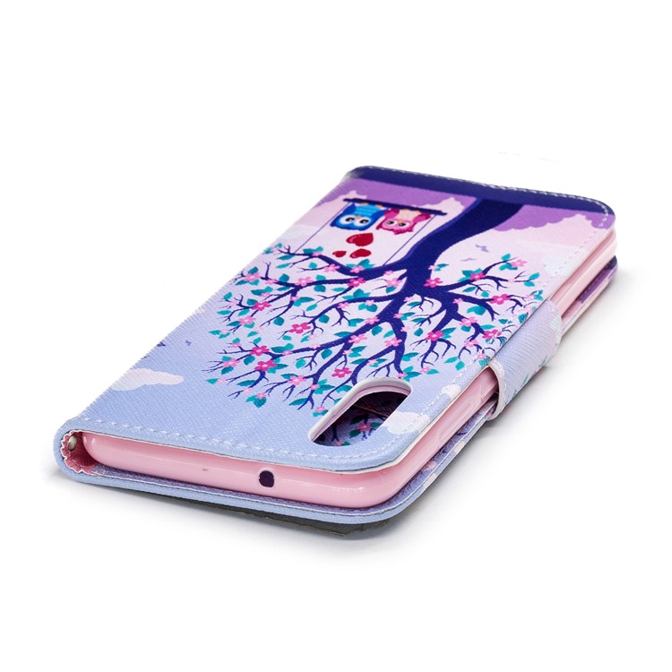 Pattern Printing PU Leather Magnetic Wallet Stand Casing for Huawei P20 - Owls on Swing-7
