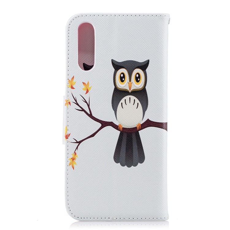 Pattern Printing PU Leather Magnetic Wallet Stand Mobile Phone Case for Huawei P20 - Owl on Branch-3
