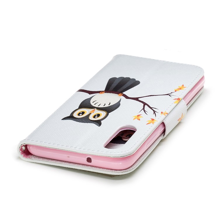 Pattern Printing PU Leather Magnetic Wallet Stand Mobile Phone Case for Huawei P20 - Owl on Branch-7