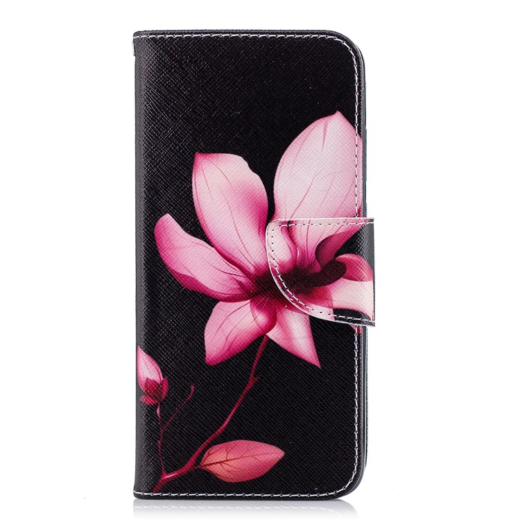 Pattern Printing PU Leather Magnetic Wallet Stand Mobile Phone Cover for Huawei P20 - Pink Flower-2