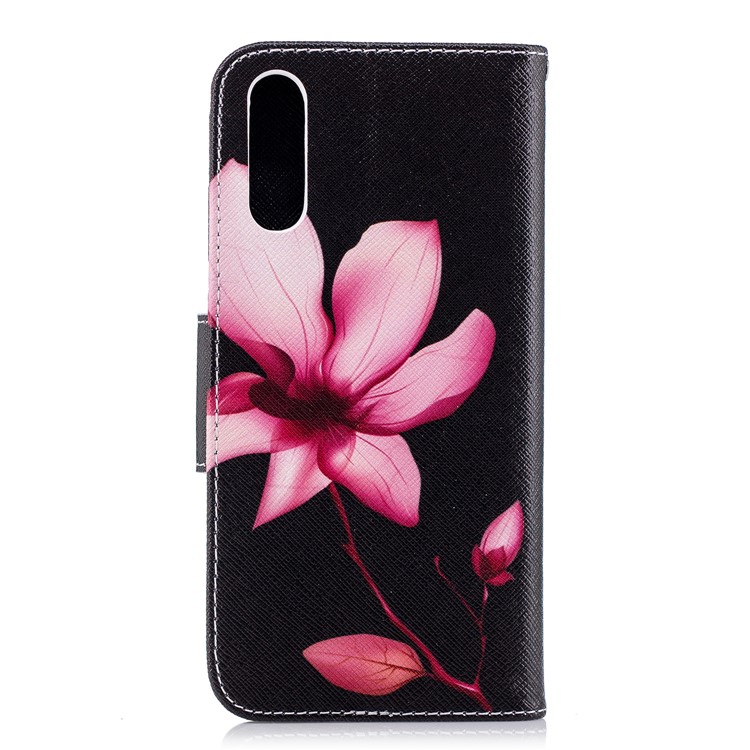 Pattern Printing PU Leather Magnetic Wallet Stand Mobile Phone Cover for Huawei P20 - Pink Flower-3