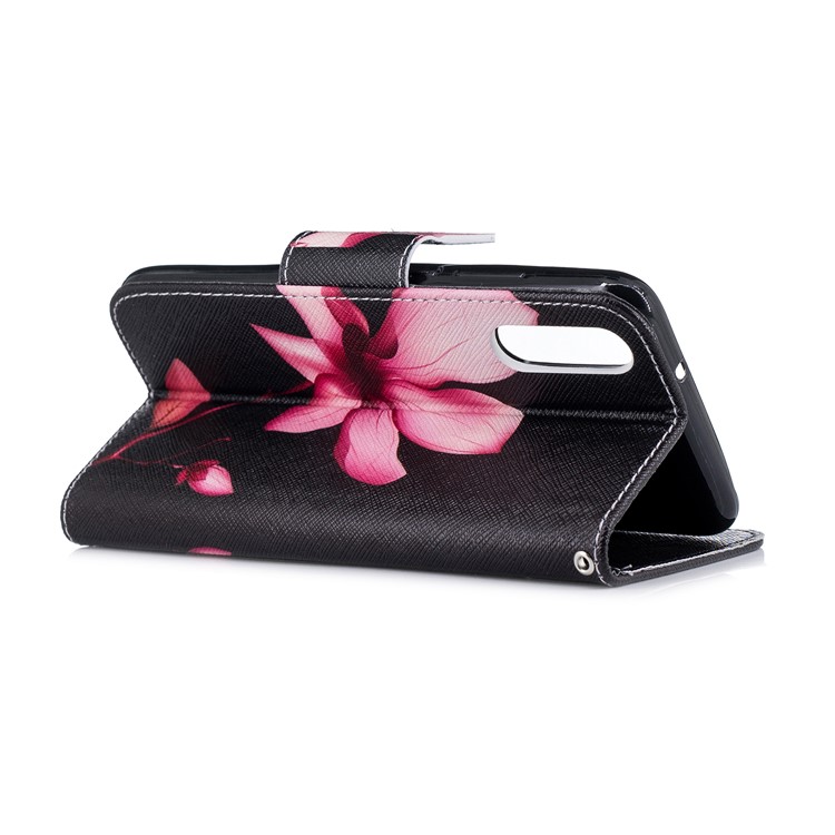 Pattern Printing PU Leather Magnetic Wallet Stand Mobile Phone Cover for Huawei P20 - Pink Flower-4