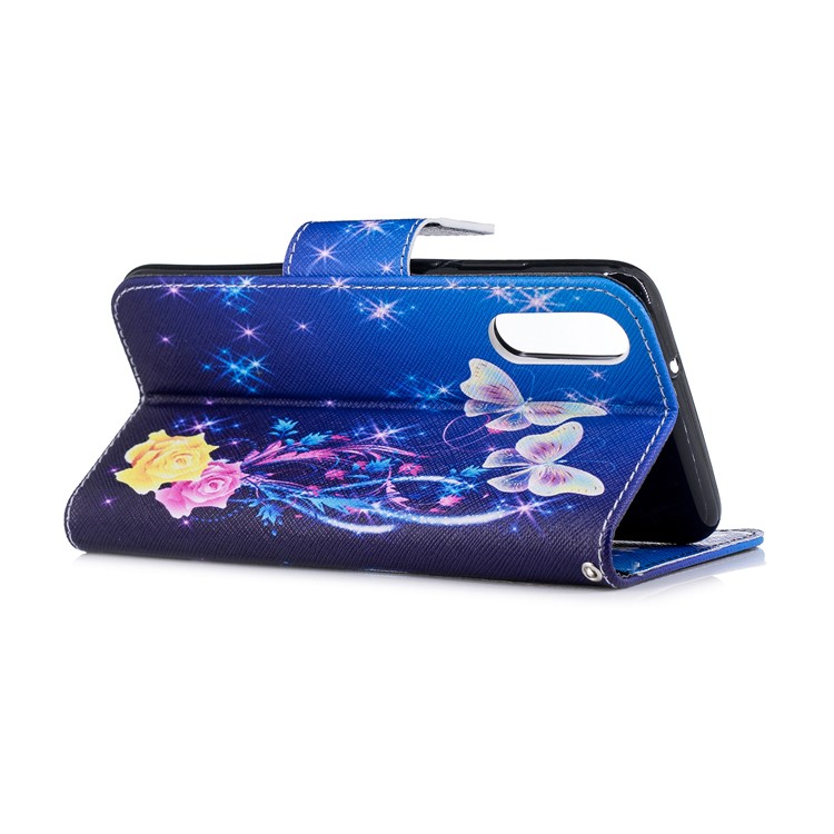 Pattern Printing PU Leather Magnetic Wallet Stand Cell Phone Cover for Huawei P20 - Crystal Butterfly and Flower-4