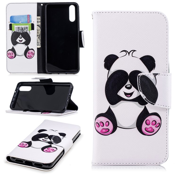 Pattern Printing PU Leather Magnetic Wallet Stand Protective Case for Huawei P20 - Cute Panda-1