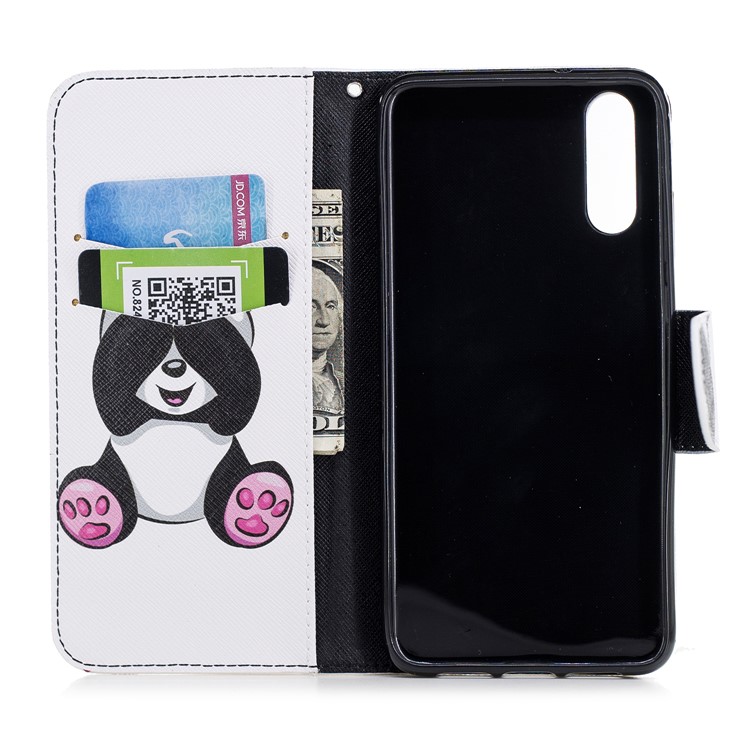Pattern Printing PU Leather Magnetic Wallet Stand Protective Case for Huawei P20 - Cute Panda-8